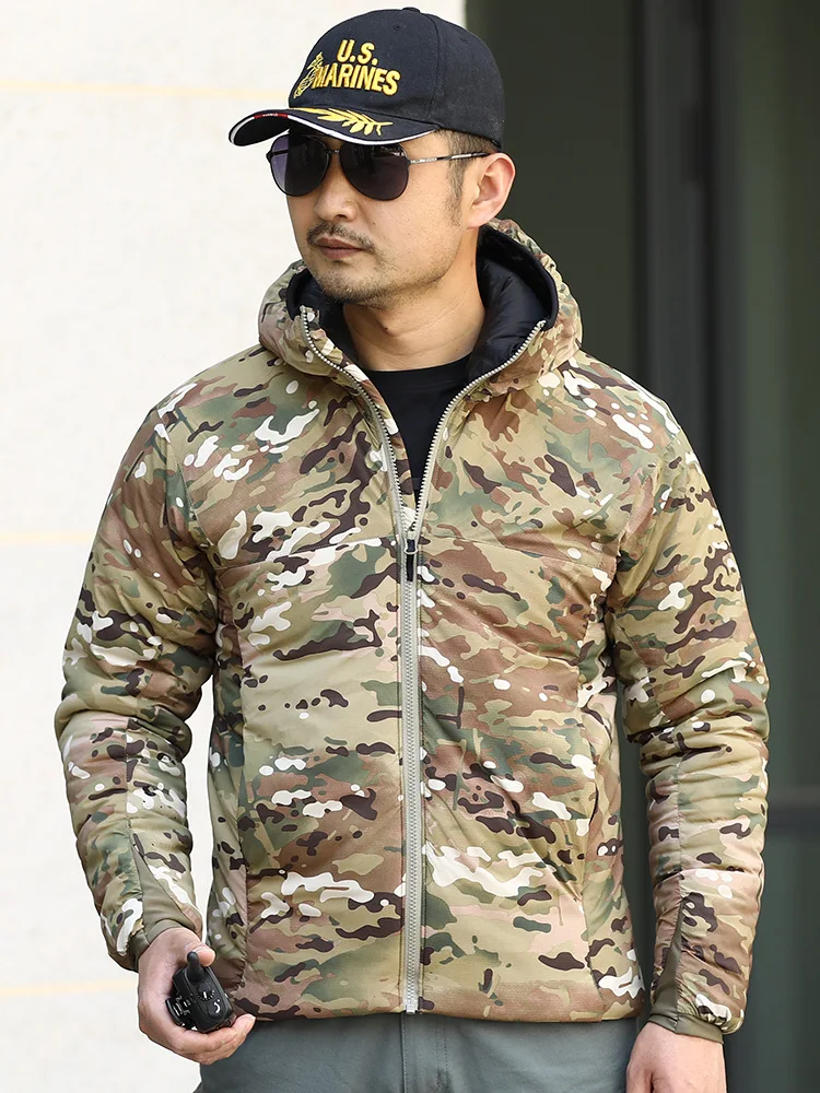Ultralight Waterproof Military Camo Tactical Jacket Men Winter Polar Windproof Warm Padded Coat Hooded Windbreaker Outerwear
