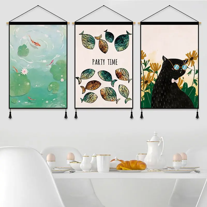 

Modern Ink Scenery Tapestry Wall Hanging, Meter Box Cover Background Cloth for Living Room Bedroom Home Decor