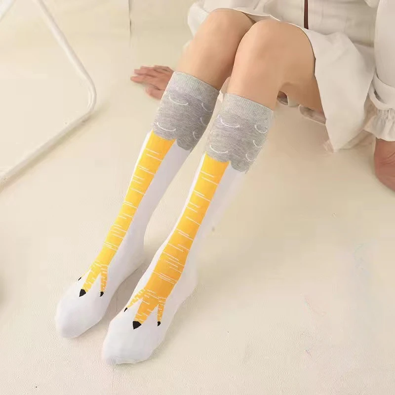 Funny Chicken Paw Stocking Over-knee Pressure Thin Leg Long Stockings Women Spring Autumn Winter Middle High School Girls Socks