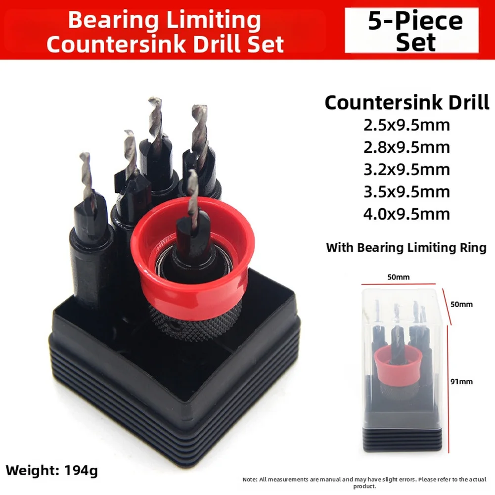 set-di-punte-svasatrici-con-limitatore-di-profondita-regolabile-per-foratura-a-filo-per-legno-kit-da-5-pezzi-25-mm