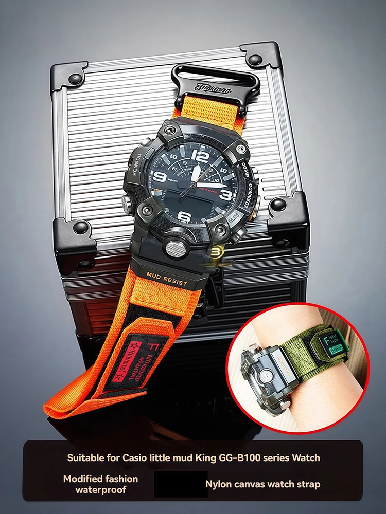 Модифицированный ремешок для часов GG-B100 для серии Casio G-shock GG-B100, спортивный нейлоновый холщовый ремешок для часов, мужские аксессуары для часов