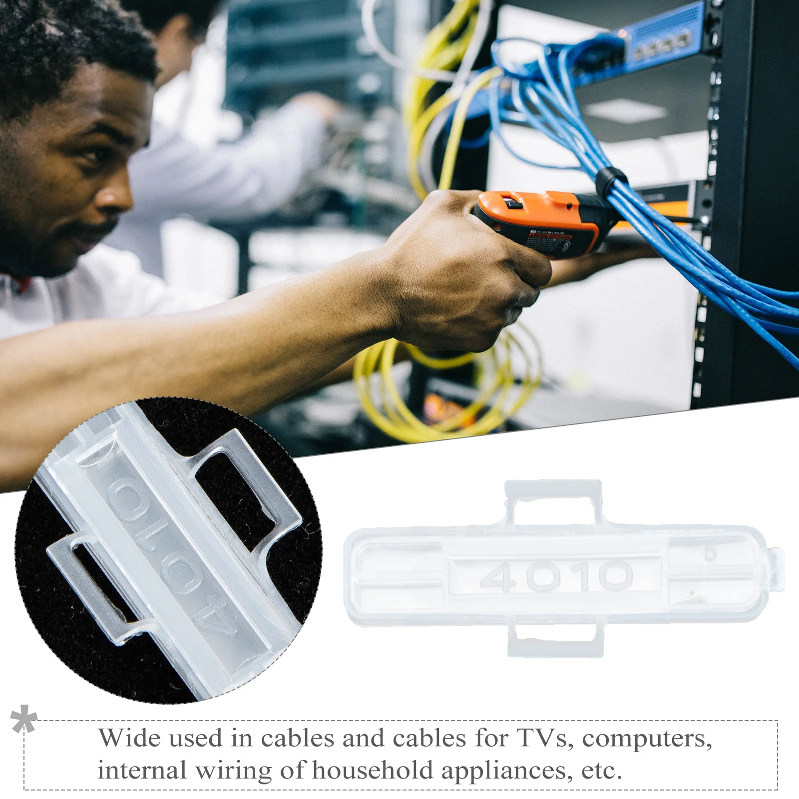 

100Pcs Cable Label Name Holder Case Transparent Plastic Flexible Wire Tags Box for Internal Wiring Oil Pipelines