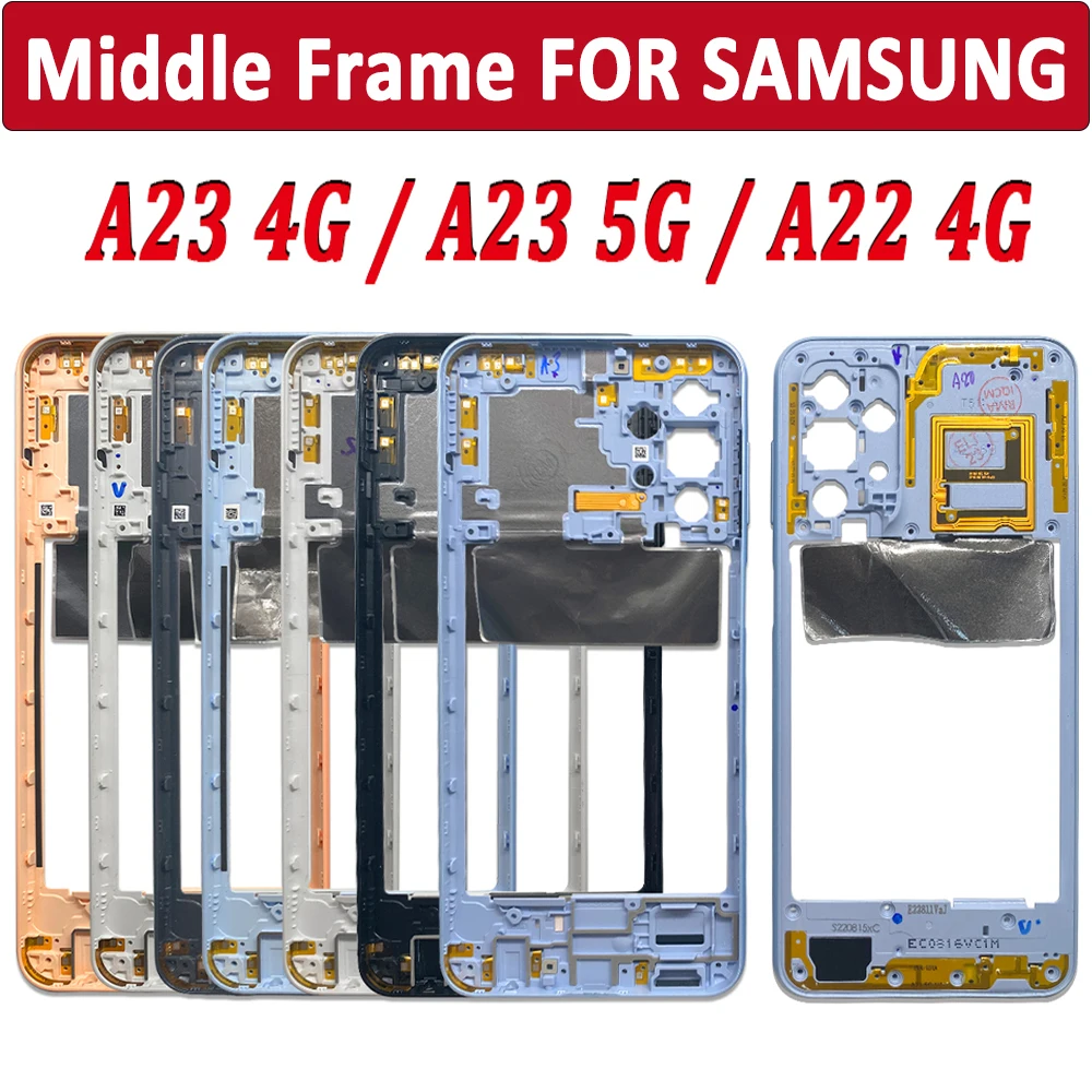 NEW Tested For Samsung A23 4G / A23 5G / A22 4G 5G Middle Frame Bezel Holder Cover with Side Buttons Replacement Repair Parts