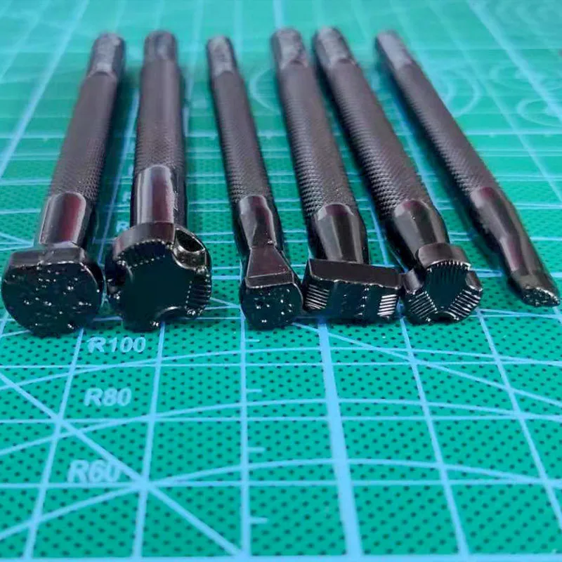 Leather Working Saddle Making Tools Carving Leather Craft Stamps 6Pcs Stamping Embossing Mold