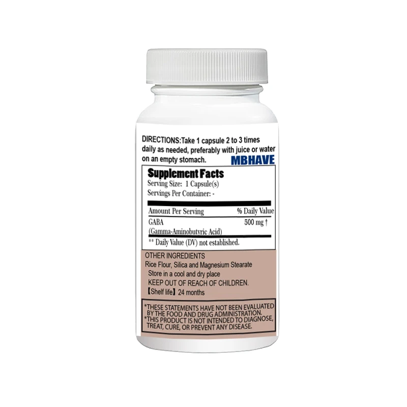 GABA gamma-Aminobutyric Acid 500 MG Activates receptors critical for brain function.*