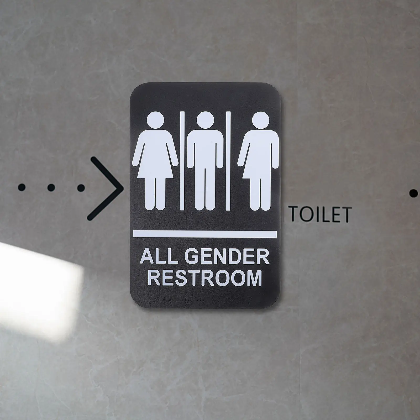 2Pcs Braille Unisex Restroom Sign Touch Raised Dots Excellent Durability Simple Design All Gender Bathroom Sign for Cafe Hotel
