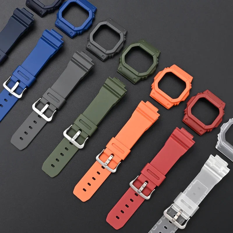 Case + Strap for Casio G-SHOCK DW-5600 GW-M5610 G-5000 GWB-5600 Replace Matte Resin Rubber Band Bracelet Bezel Watch Accessories image 2