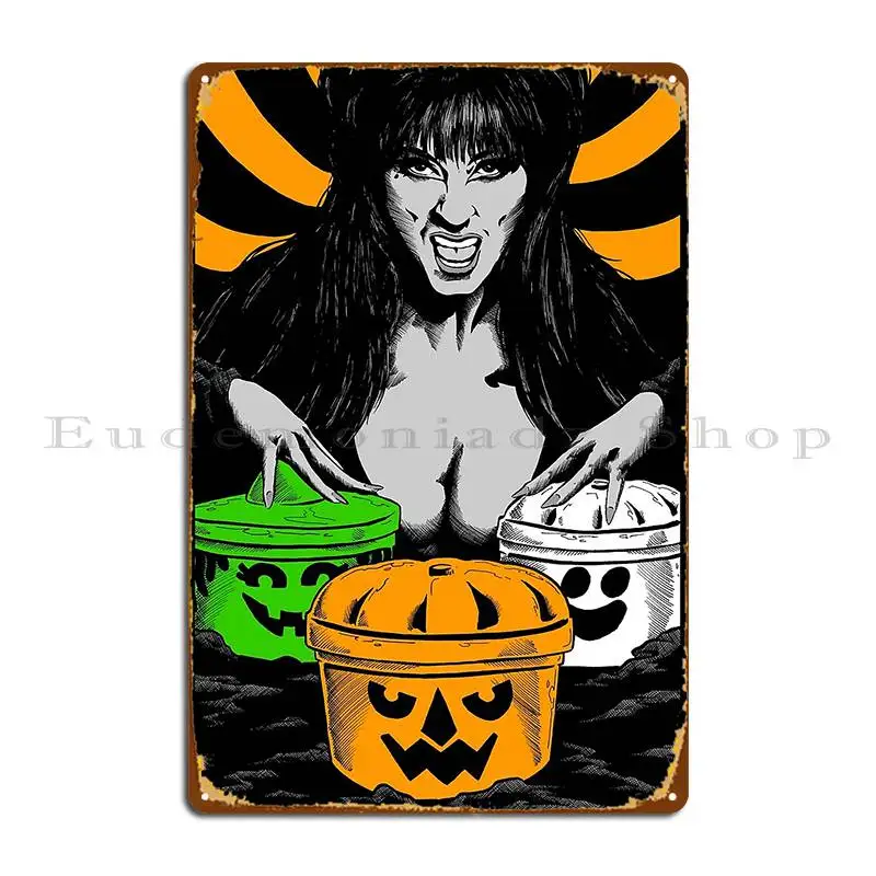 Elvira Halloween Buckets Goth Emo Girl Girls Horror Movies Cult Movies B Movies 80s Jonathangrimm Metal Signs Wall Decor Mural