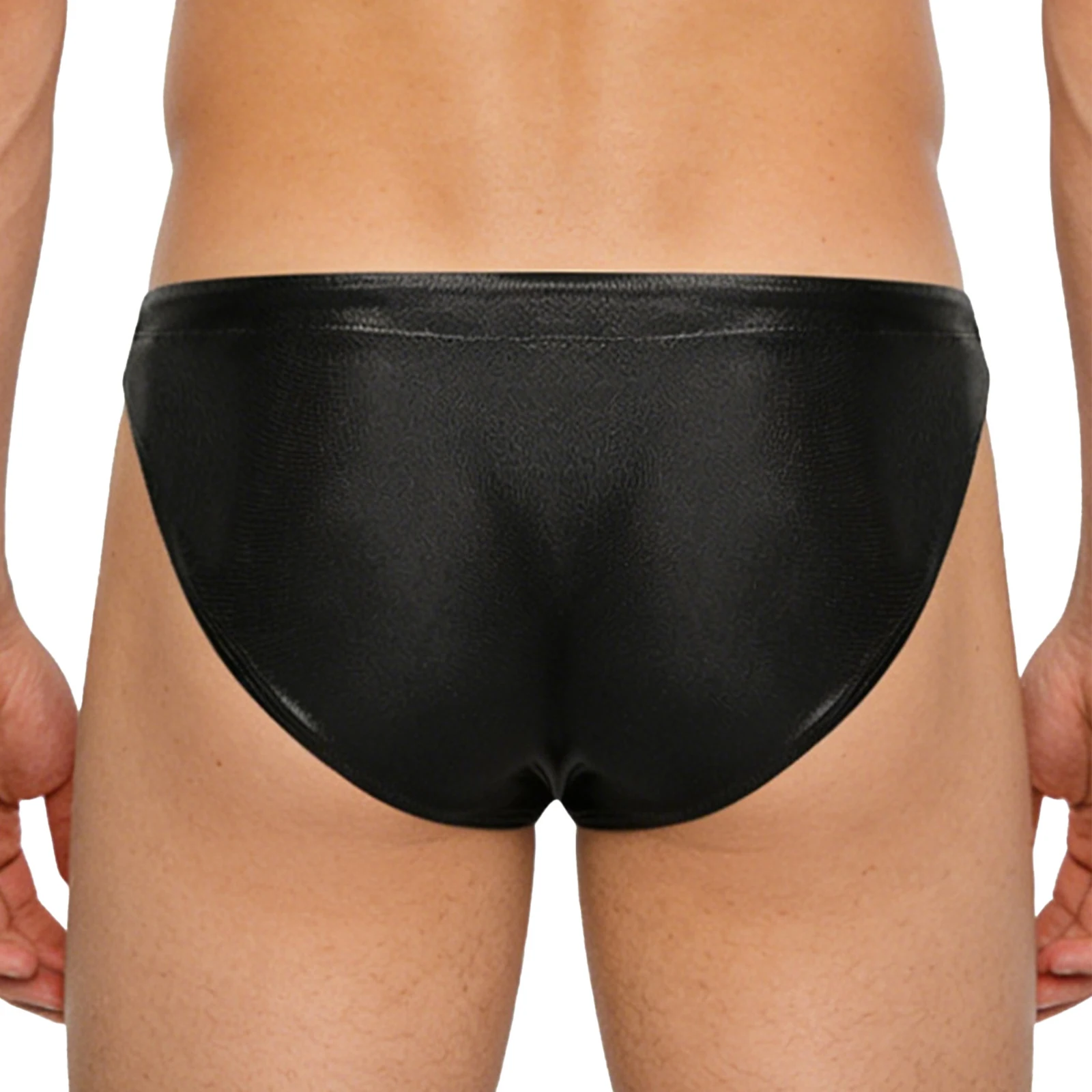 

Men Fashion Shiny Drawstring Bikini Briefs Low Rise Bulge Pouch Solid Color Daily Panties Pool Party Swimming Beachwear Shorts