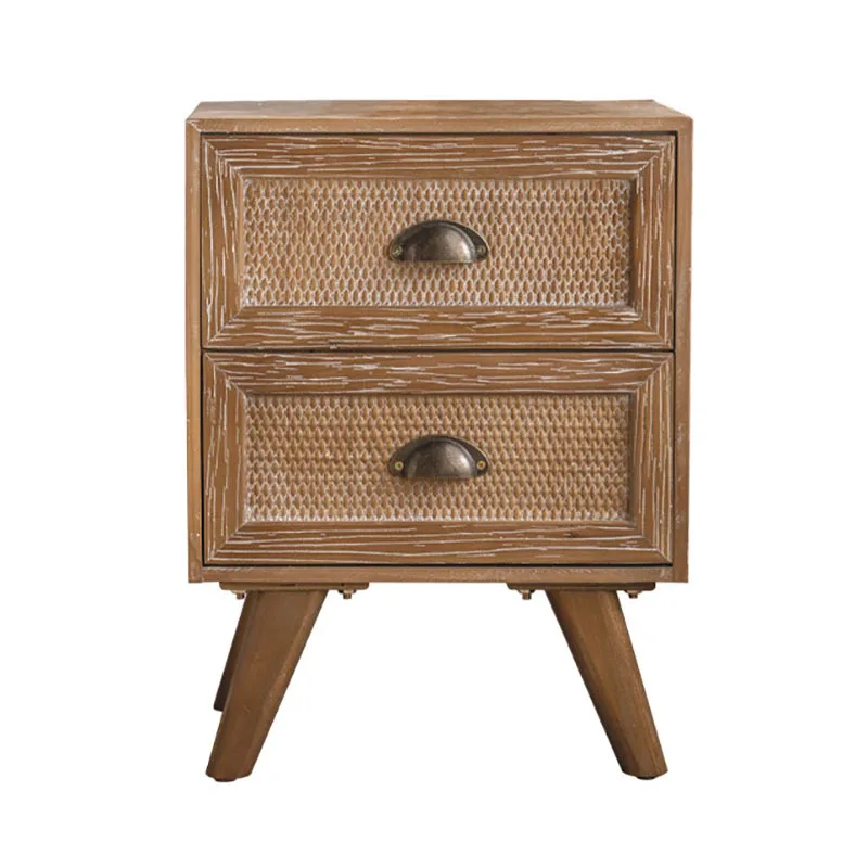 

American retro bedroom bedside table B & B decoration bedside few wabi sandy wind solid wood living room sofa storage side cabin