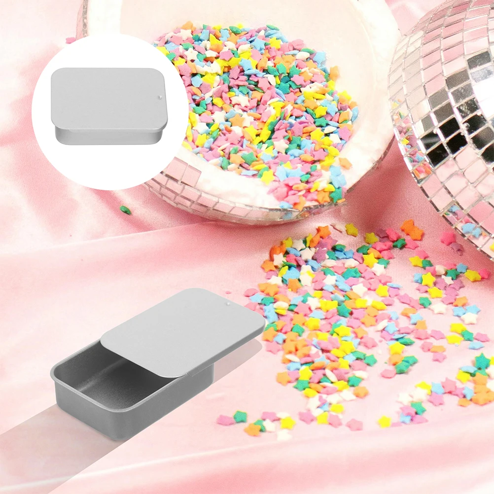 

2 Pcs Sliding Cover Storage Box Bobby Pin Container Candy Cans Rectangular Tins Boxes Empty Tinplate Containers