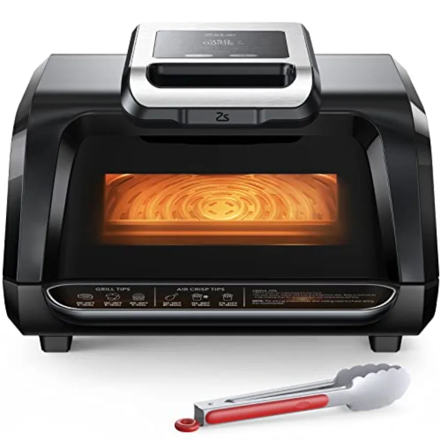 Smokeless Indoor Grill Compact Air Fryer with Viewing Window and 7 Cooking Functions Countertop Electric Grill 4Qt Capacity Sma