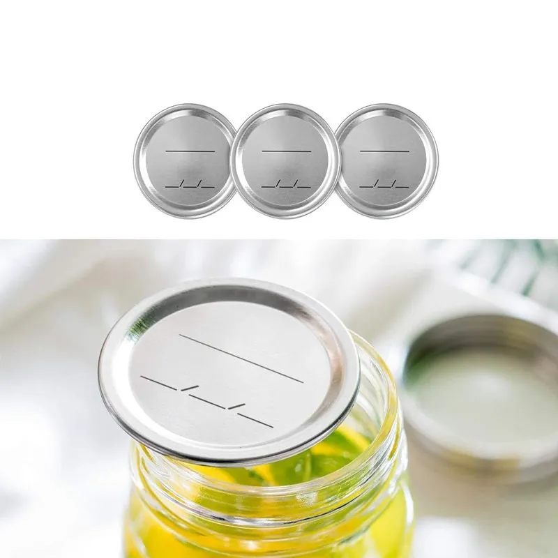 Mason Jar Deckel, 70/86MM Universelle Einmachglas-Deckel, Auslaufsichere Versiegelung zur Lebensmittelaufbewahrung, Edelstahl-Frischhalte-Deckel für Einmachgläser – Detail 3