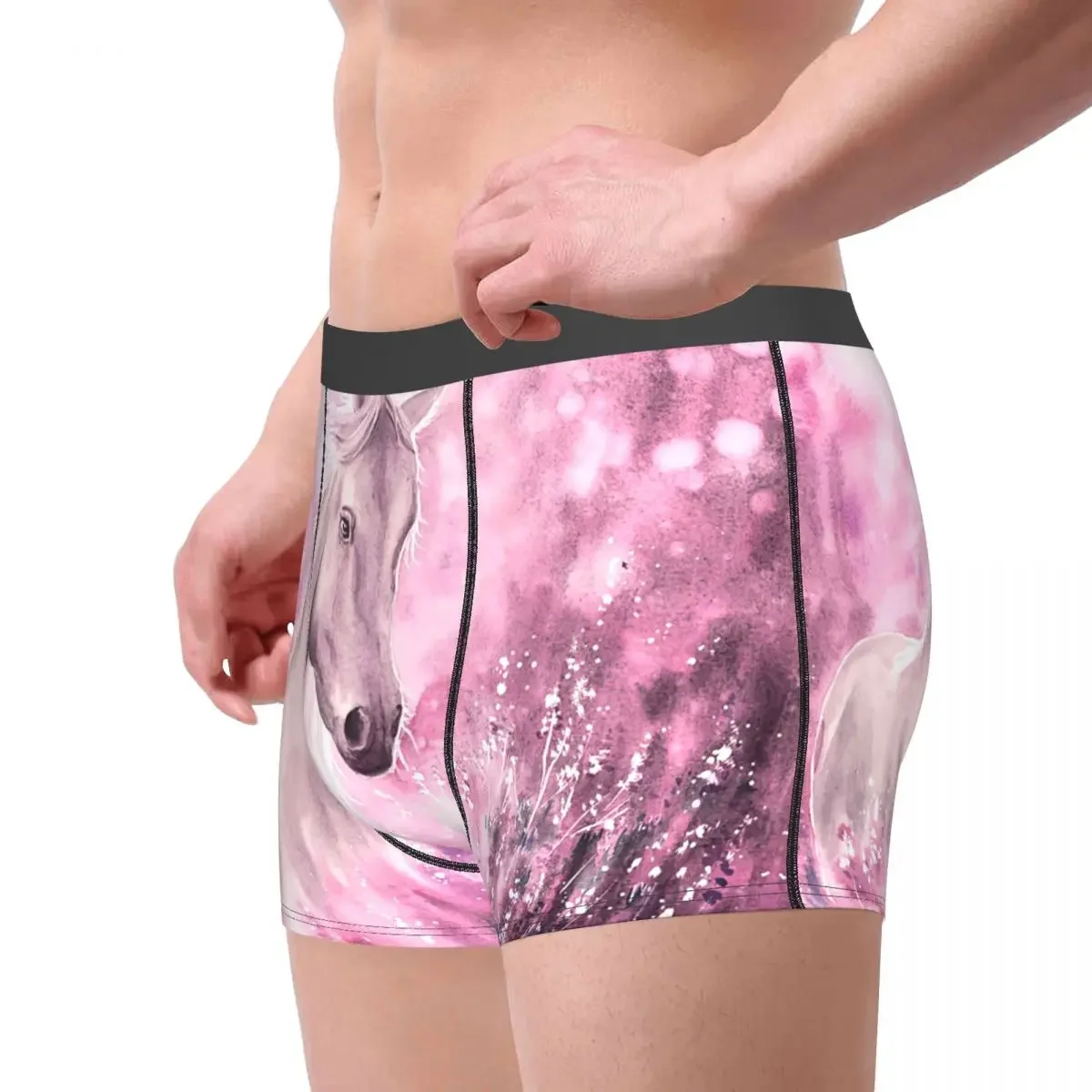 Wild Horse Pink Underpants Breathbale Panties Male Underwear Print Shorts Boxer Briefs