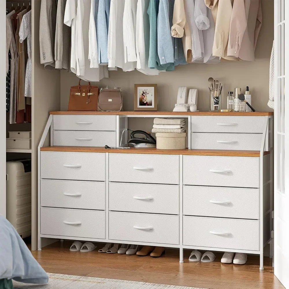 55”W White Dresser, Dresser for Bedroom, Dresser with 13 Large Drawer, Dressers & Chests of Drawers, White Dresser for Bedroom image 5