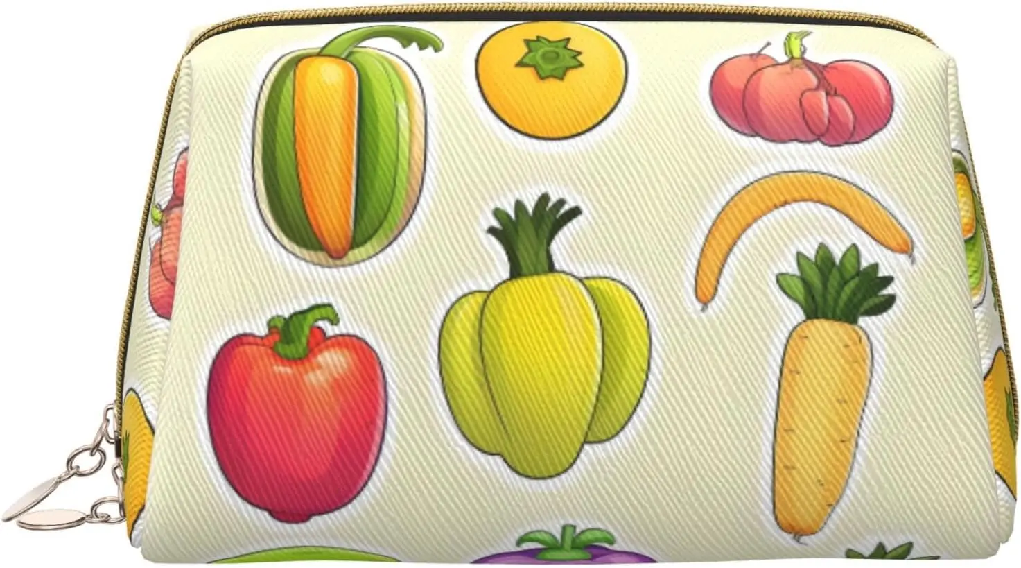 

Cartoon Vegetable Fruits Print Leather zipper makeup bag Cosmetic Pouch Travel Organizer Toiletry Clutch