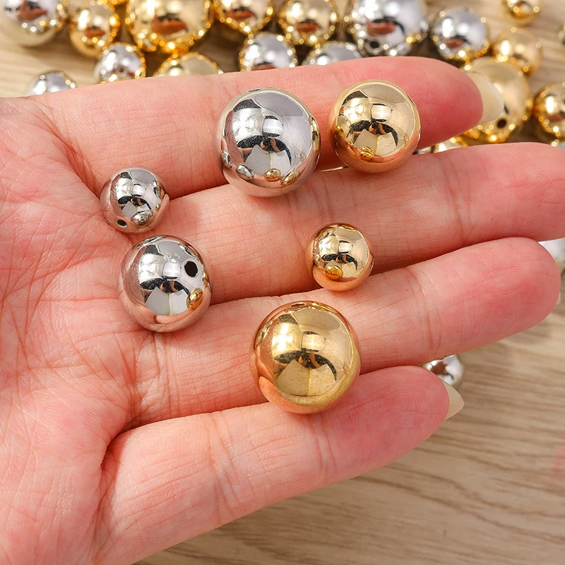 10–50 Stück 8–16 mm große CCB Gold Silber Farbe lose Spacer Charms Perlen für Schmuckherstellung DIY Armbänder Halsketten Bastelbedarf – Detail 3