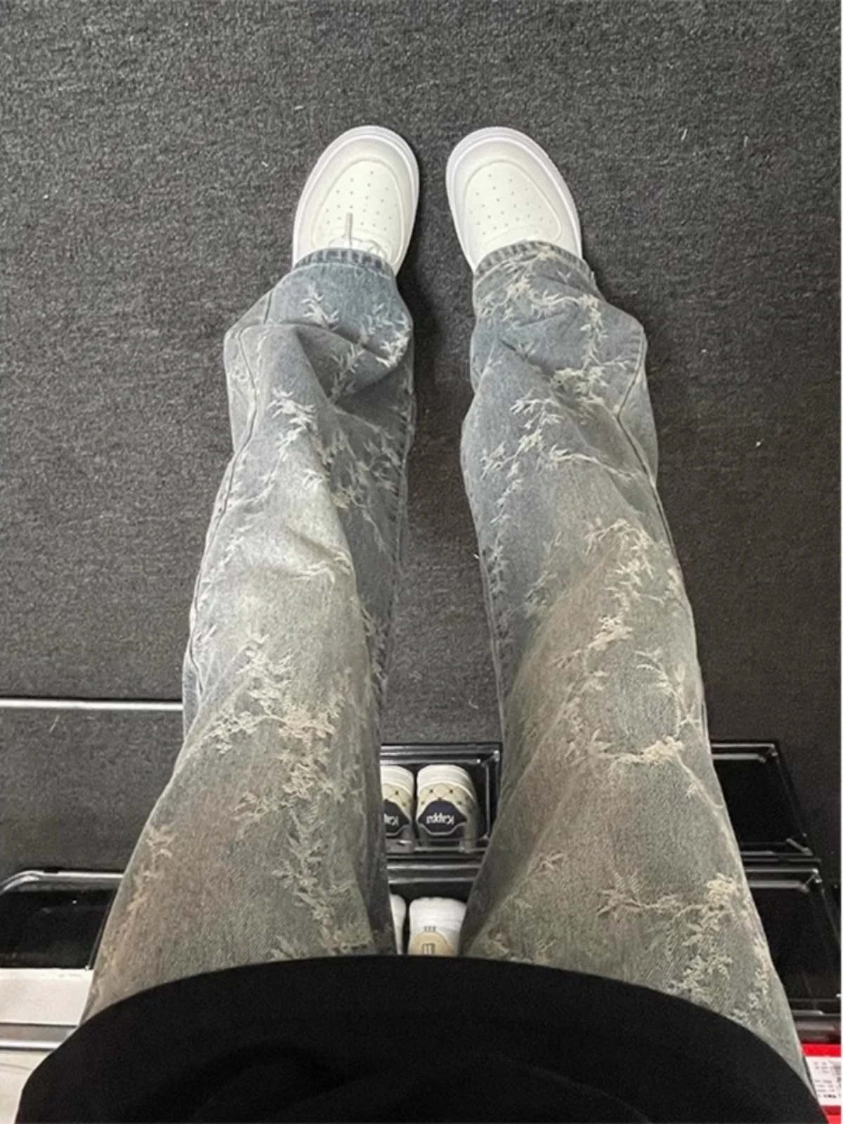 

Джинсы с американским узором в стиле ретро, джинсы с завышенной талией, прямые брюки с микро-расклешенными штанинами, осень-зима, новинка Sle Cleanfit, модный бренд