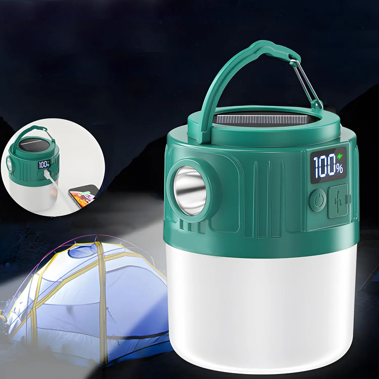 LED Solar Bulb Light Rechargeable Portable Lanterns Waterproof Outdoor Night Market Camping Tent Outage Emergency Lamp