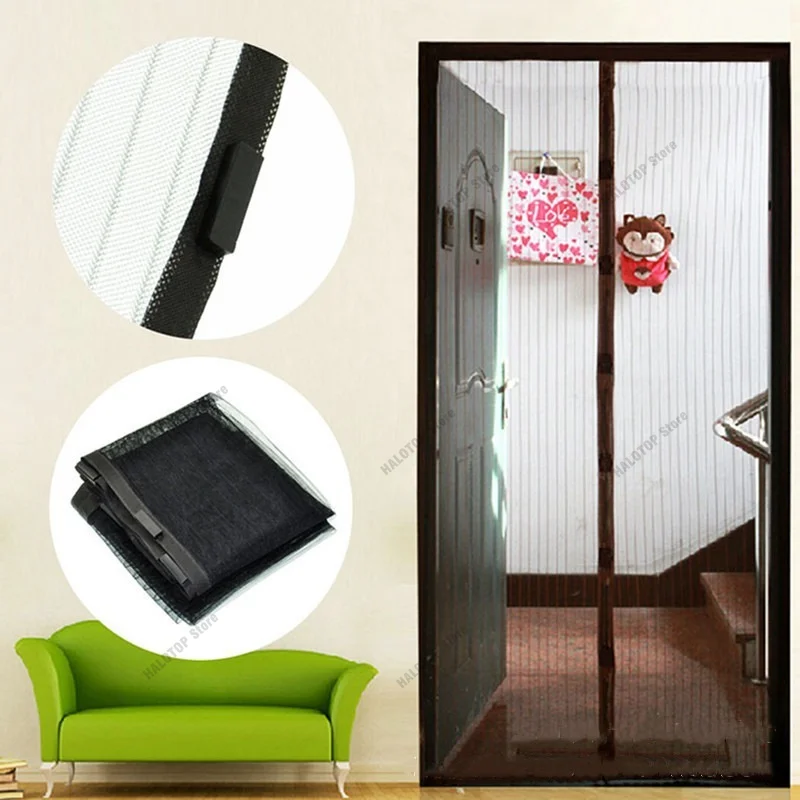 Magnetic Door Screen Custom Size Mosquito Net Curtain Fly Insect Automatic Closing Invisible Mesh for Kitchen Indoor Living Room