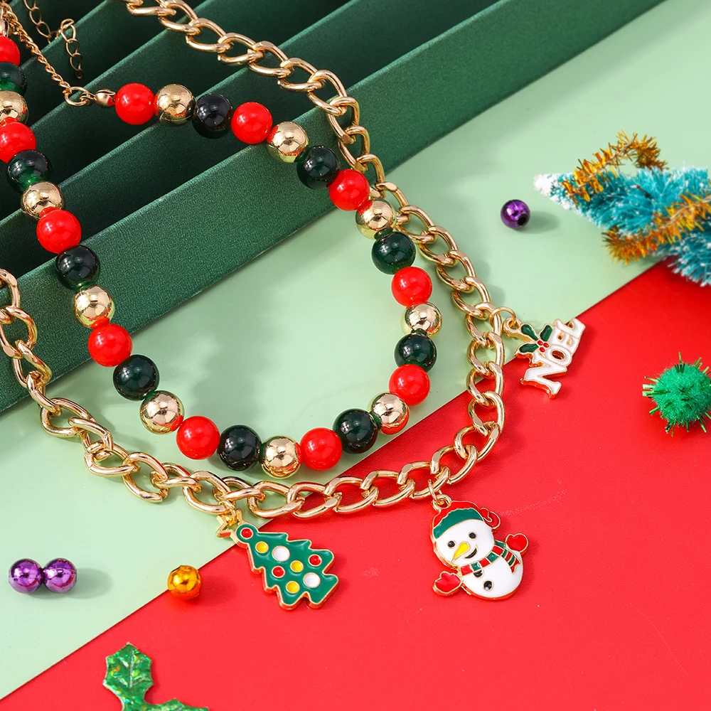 Aihua Neue Mode Weihnachten Halskette für Frauen Mädchen Santa Claus Deer Glocke Weihnachten Stern Baum Anhänger Halskette Neue Jahr Geschenke – Detail 14
