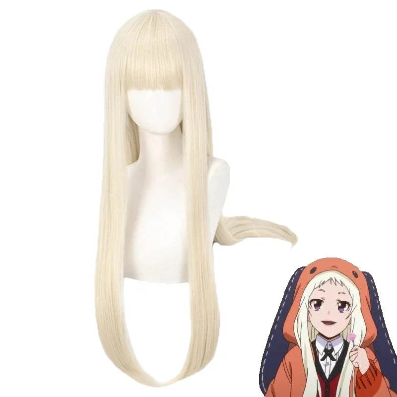 

2025 Halloween Anime Cosplay Kakegurui Runa Yomozuki Synthetische Pruiken Lange Rechte Hittebestendige Pruik Natuurlijk Goud