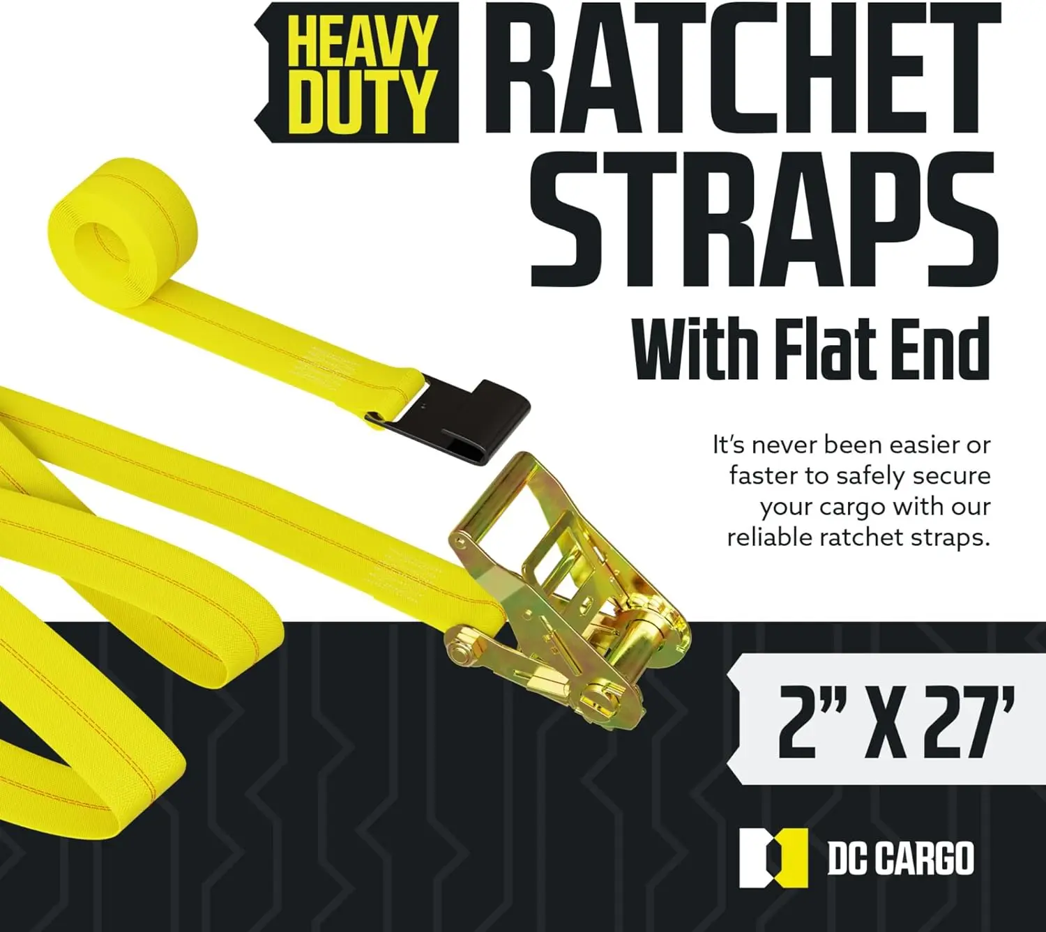 Cargo Tie-Down Ratchet Straps Heavy-Duty Flats Hook Trailer Strap, (Pack of 10) Heavy Duty 2