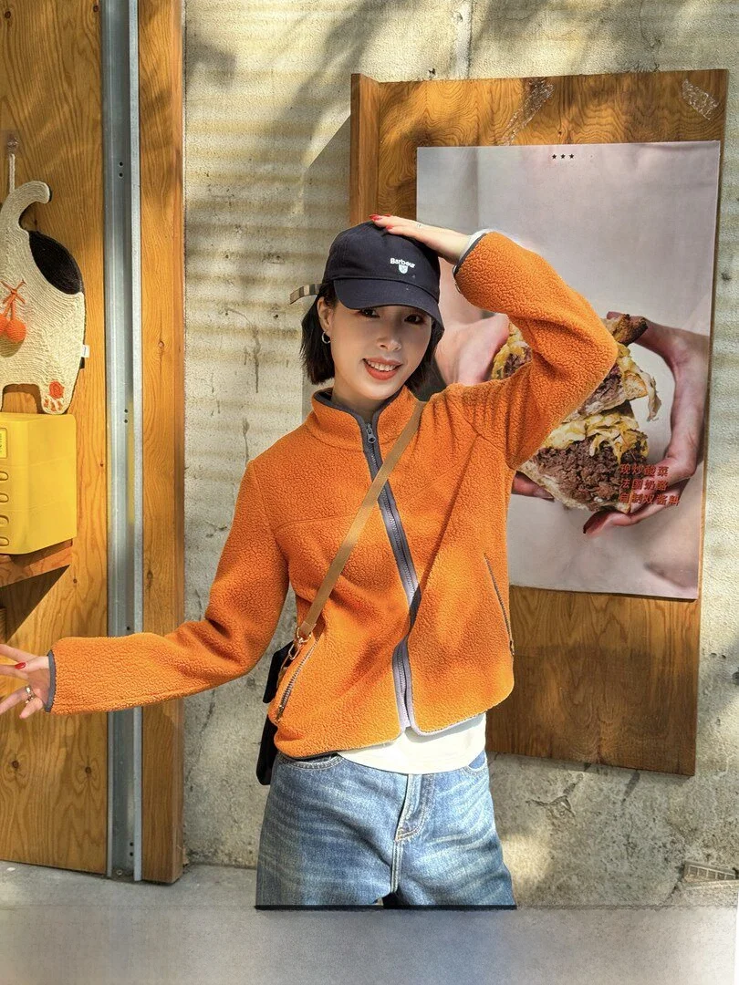 

Bebe Home Think Orange Fce Outdoor Jaet Women Winter Inner Zipper Cardigan Warm Polyester Fiber ort Coat Casual Sle
