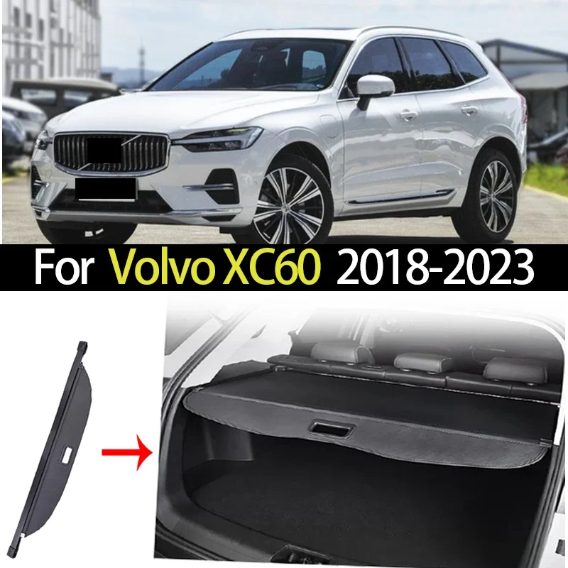 Car Trunk Cargo Cover for Volvo XC60 2018-2023 Retractable Parcel Rack Waterproof Security Shade Shield Curtain Auto Accessories