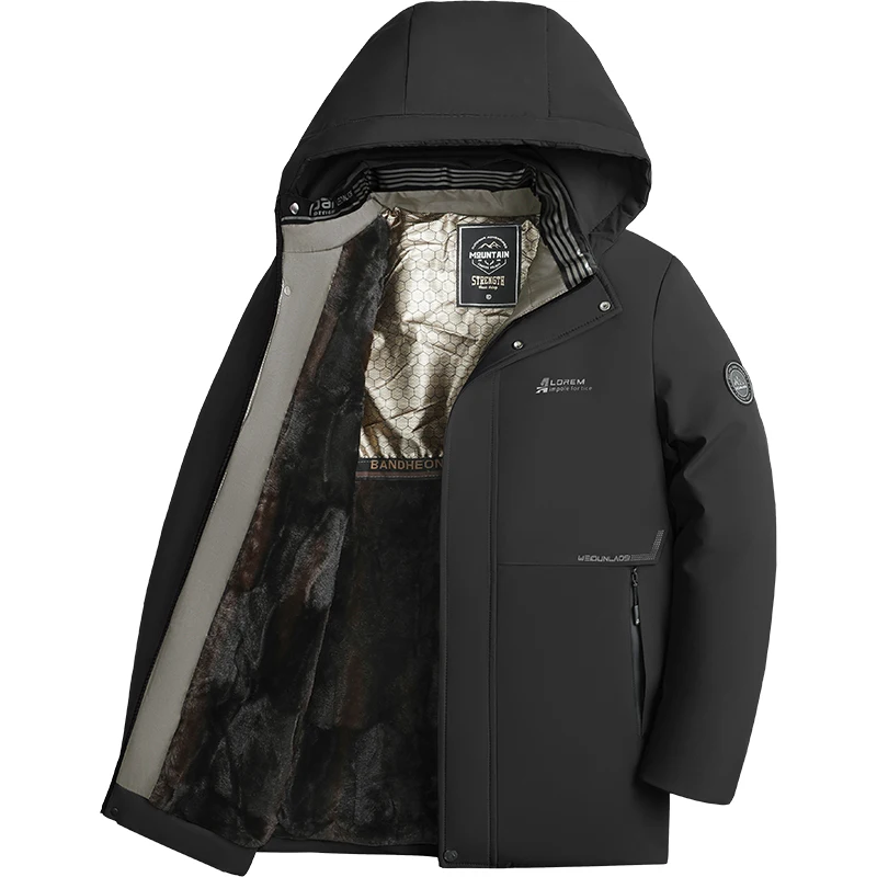 

Winter Coats Fathers' Clothing Casual Men Parkas Men's Overcoat Thicken Hooded Waterproof Outwear Warm Medium Long Jacket Coat