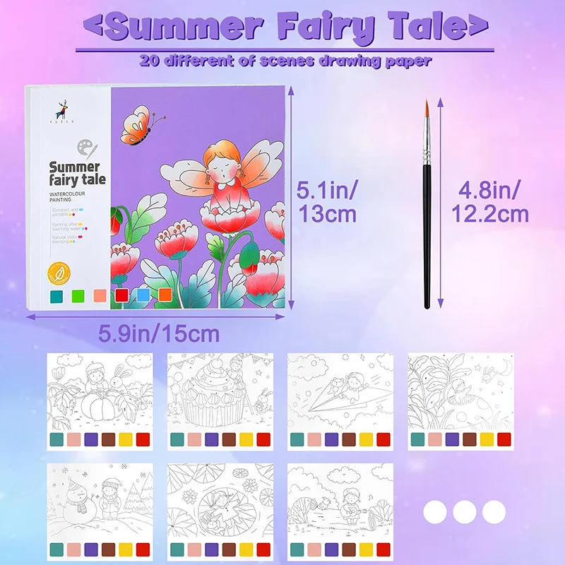 Acquerello colorazione tasca pittura libro bambini arti artigianato ragazze ragazzi colori ad acqua set di colori compleanno regali di natale giocattoli