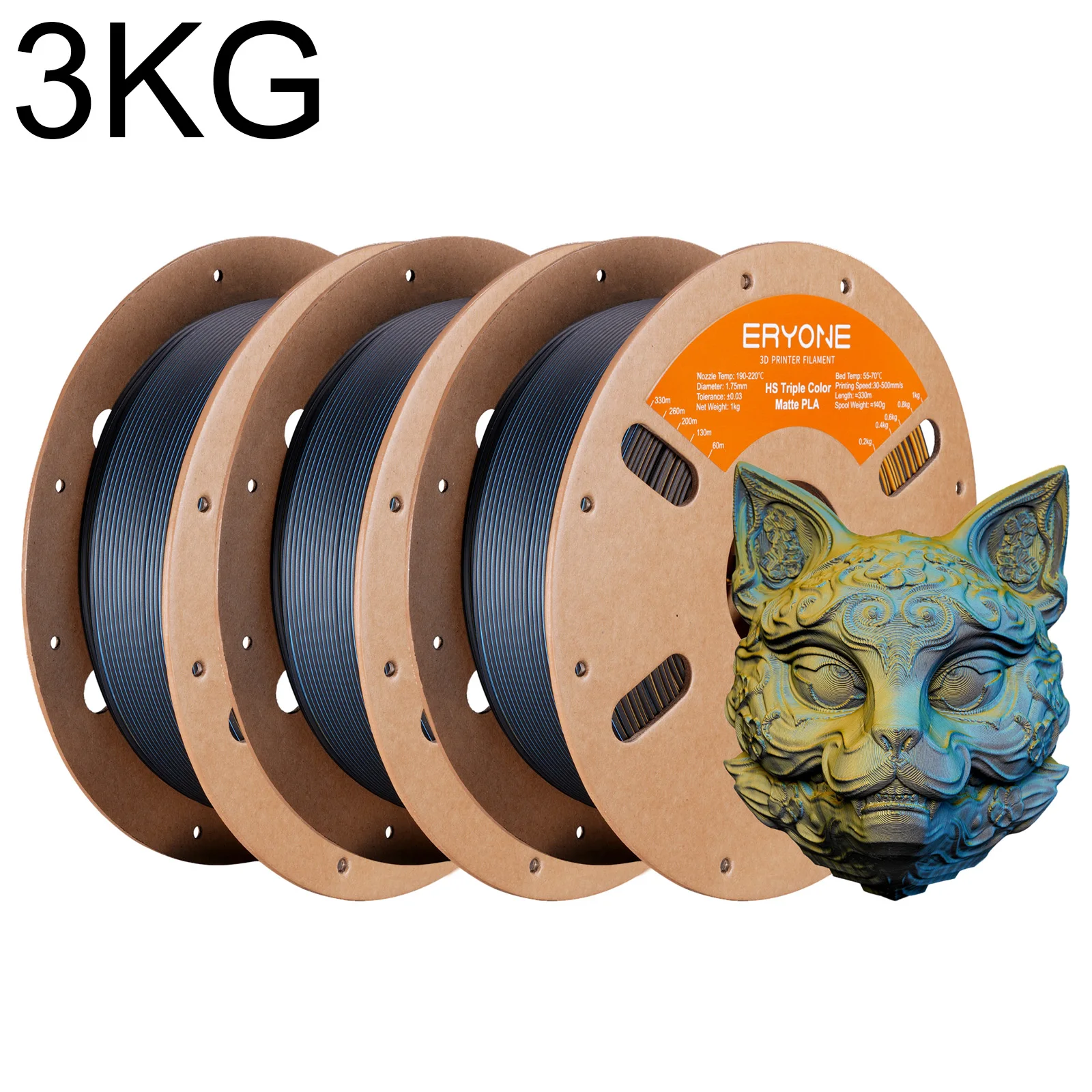 ERYONE 3KG Promotie PLA Matte driekleurige Filament 1.75mm Voor 3D-printen FDM Printer Snelle levering Nieuwe aanwinst 1kg/Spoel