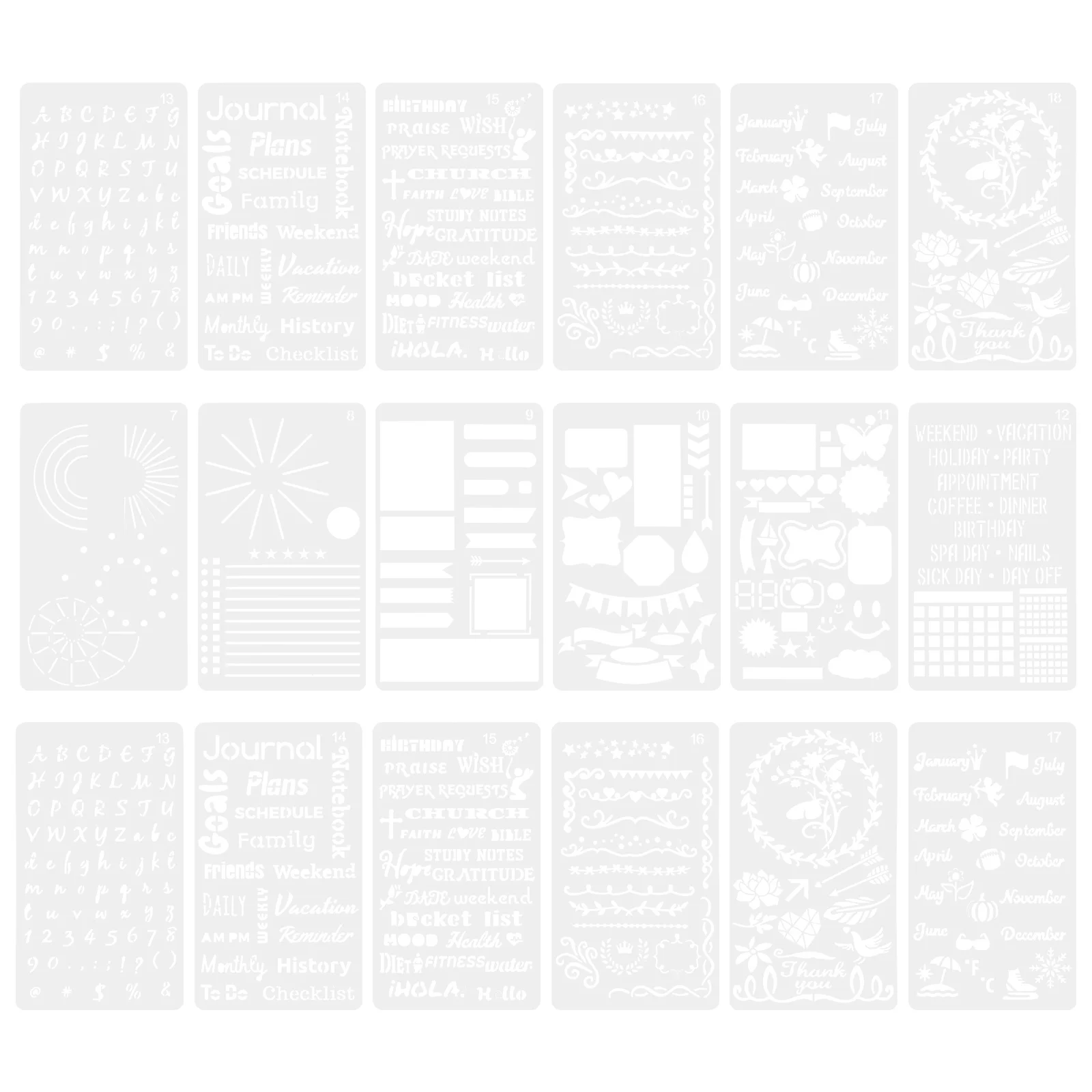 Diy Journal Stencils Reusable Painting Templates For Scrapbooking Dot Journaling Notebook Journal Painting Template Art