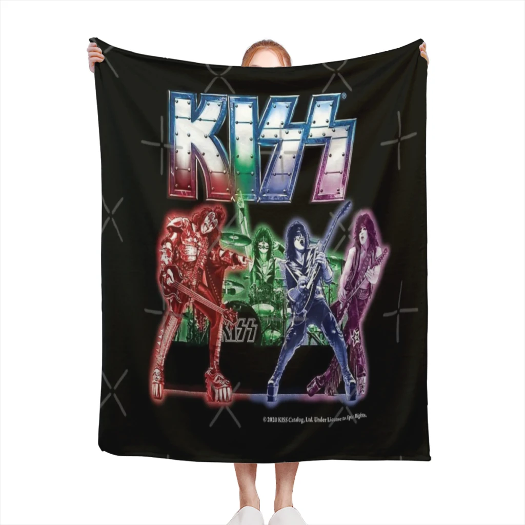 

KISS band Summer Blanket Thin Blanket for Couch Sofa Warmth Bed Artificial Flannel Blankets Comfortable