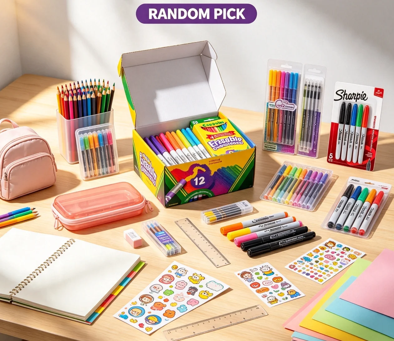Back To School Mystery Blind Box Random Stationery, Colored Pencils, Permanent Markers, Lead Refills, Hard Pencil Case, Art Writing Surprise Supplies view 4