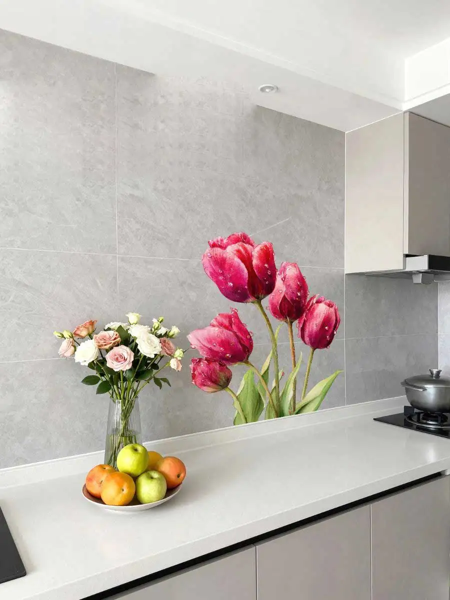 Floral Wall Stickers Beautiful Flower Decals for Living Room Sofa Background Bathroom Cabinet Fridge Home Decor AA568