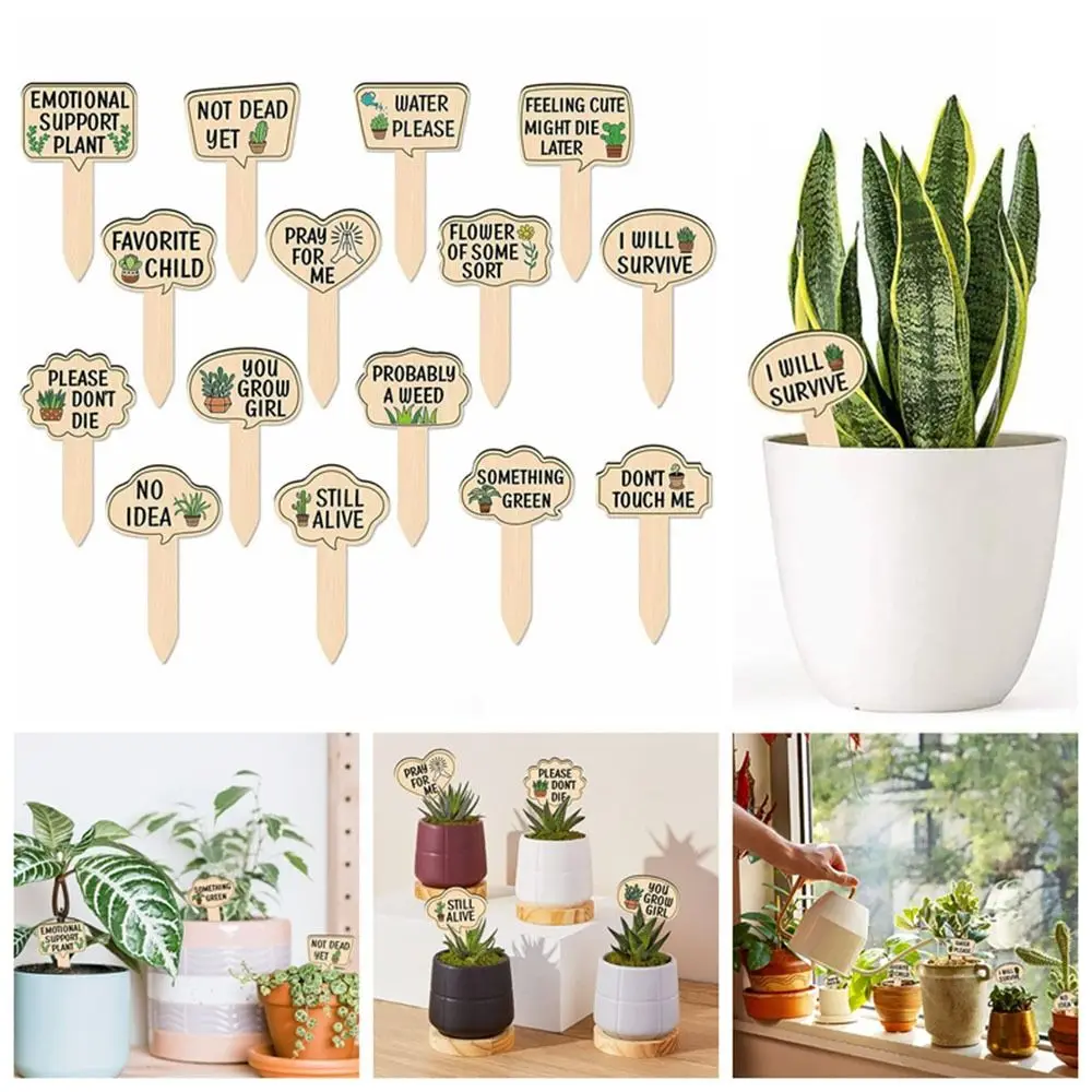 

15pcs Potted Decor Plant Stakes Plants Labels T-Type Sun-Proof Succulent Tags Waterproof Wooden Garden