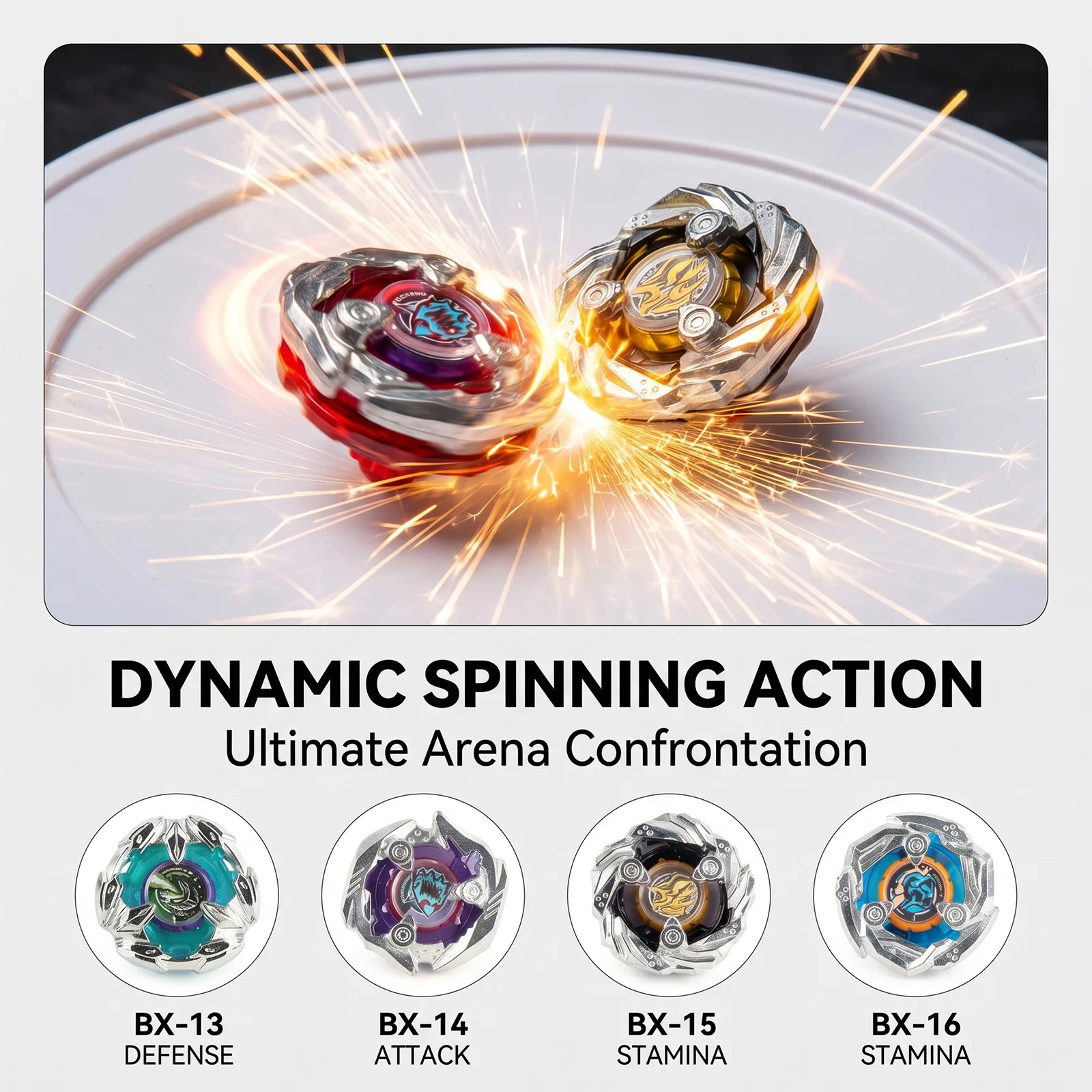Bey X Spinning Toy Kit Gyro Metal Battle Tops with Launchers Organize Box Set Gift