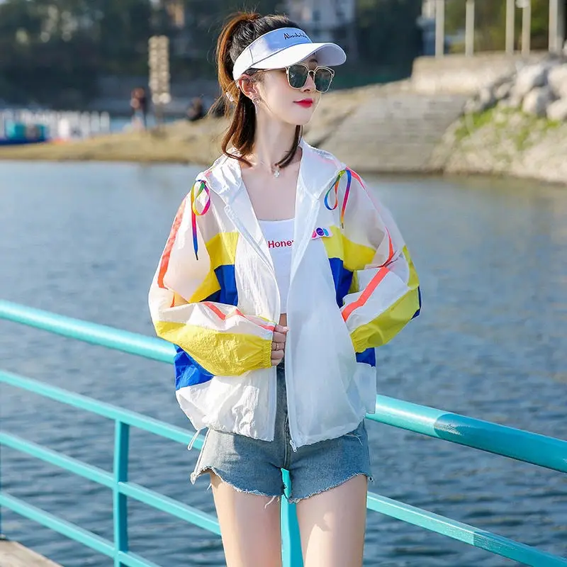 Sunscreen Suit Women's Summer Thin Jacket 2024 New UV Resistant Breathable Shirt Hooded Windbreaker Women's Jacket E279