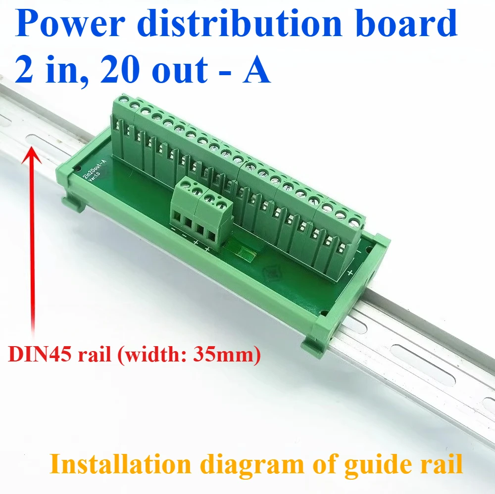1Pcs Din Type Screw Terminal Block Multi-in/out PCB Distribution Box Breakout Parallel Power Cord Splitter Connector Wiring