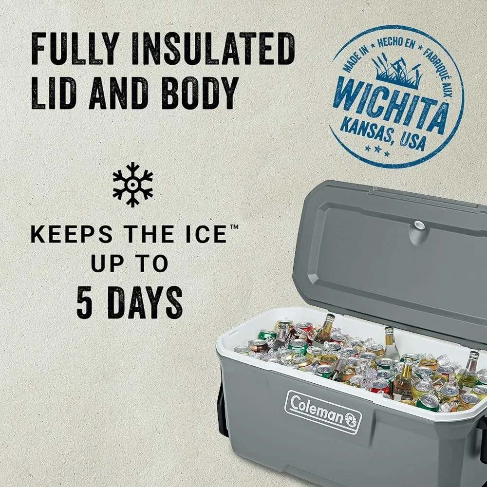 for 316 Series Insulated Portable Cooler with Heavy Duty Wheels, Leak-Proof Wheeled Cooler with 100+ Can Capacity