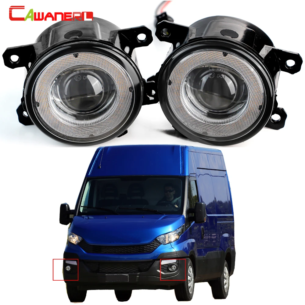 2 X H11 LED światła przeciwmgielne Angel Eye DRL szklana lampa przeciwmgielna do samochodu Iveco Daily VI 2014 2015 2016 2017 2018 2019 2020 2021