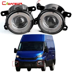 2 X H11 LED Fog Light Angel Eye DRL Car Glass Lens Fog Lamp For Iveco Daily VI 2014 2015 2016 2017 2018 2019 2020 2021 2022 2023