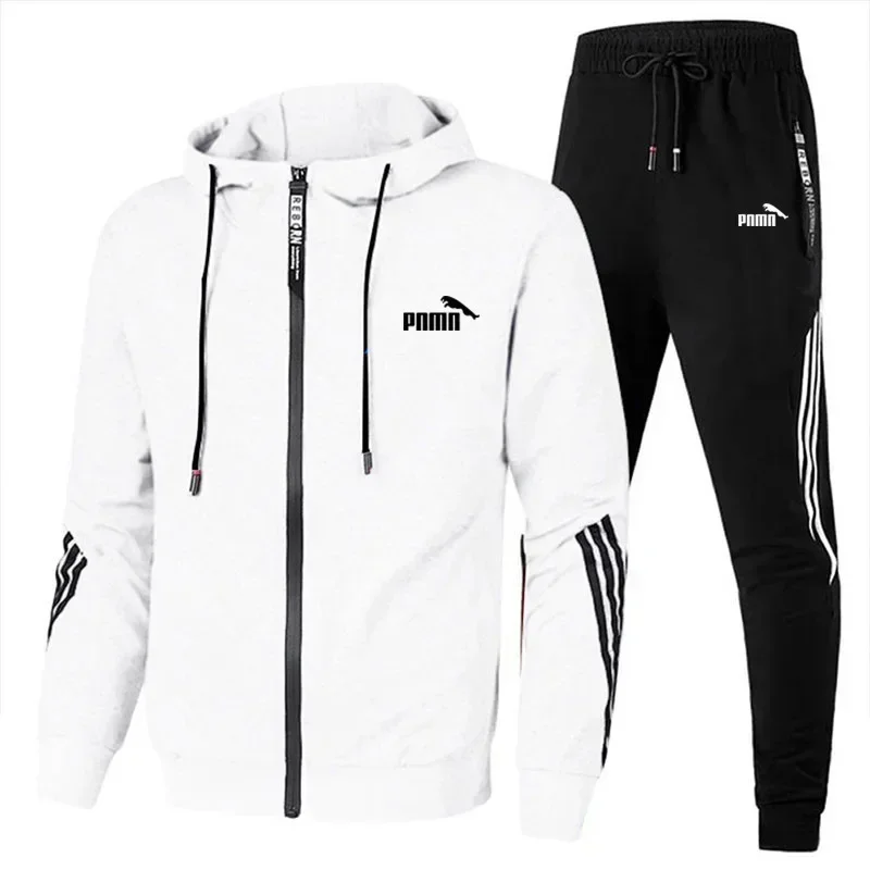 2024 Men\'s and women\'s zip-up hoodie + pants, casual running sportswear, sportswear, spring and autumn two-piece clothing,