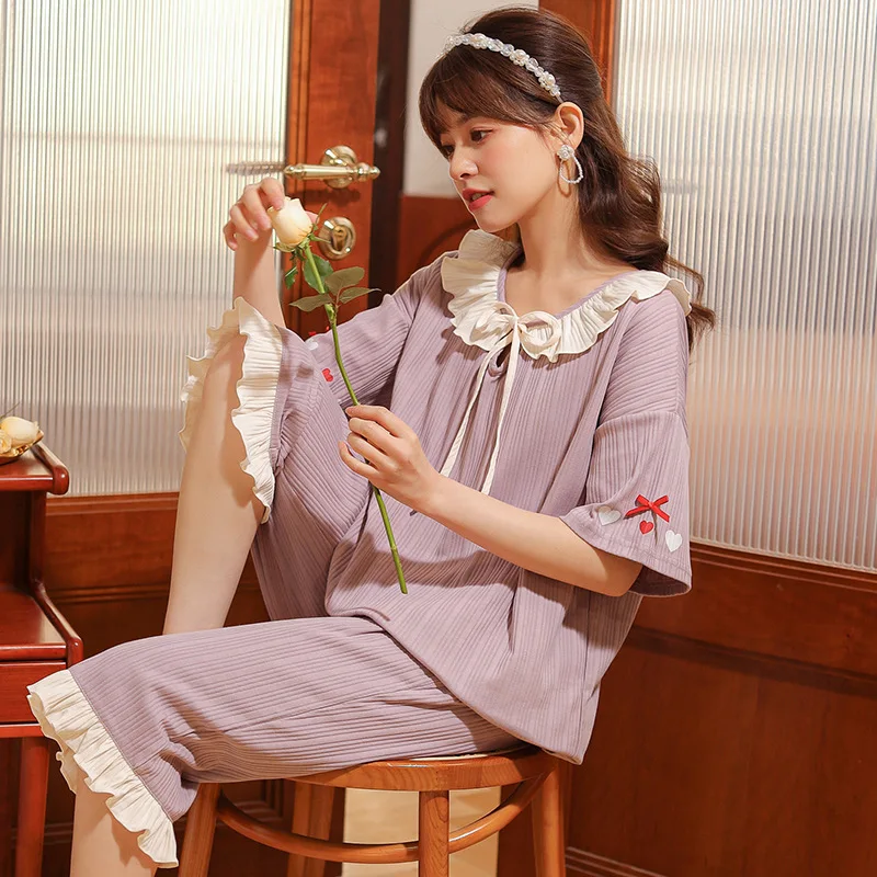 Spring Summer New Womens Pajamas Set Elegant Sexy Nightwear Casual Pyjama short Pants Sleepwear Homewear Fashion