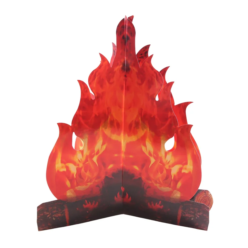 A59E-4 パック人工炎次元炎 3D 段ボールキャンプ火災装飾ホリデーパーティークリスマス