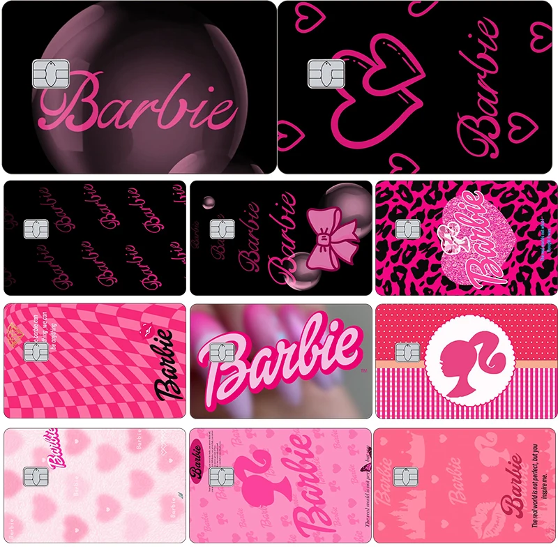 New Cute Cartoon Barbie Scratch-resistant Front Side PVC Laser Film Stickers Anime Diy Skin Cover for Debit Credit Bank Card Toy