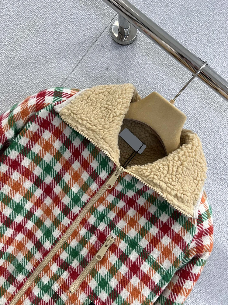 Frühlings- und Herbstmode lässige Baumwolljacke, Damen-Revers-Retro-Baumwolljacke mit lockerem Reißverschluss