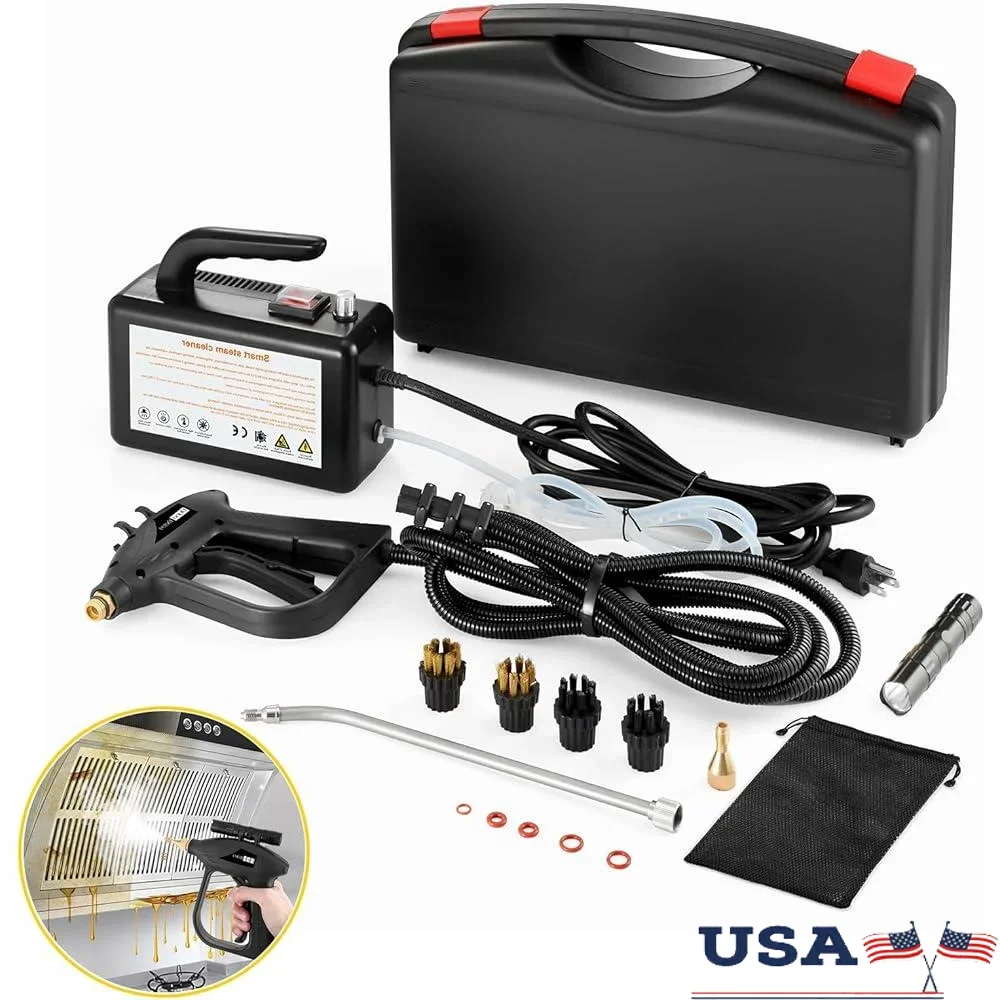 High-Pressure Handheld Steam Cleaner 1700W Portable Car Detailing Powerful Steam Machine with Nozzle Brushes and Storage Case