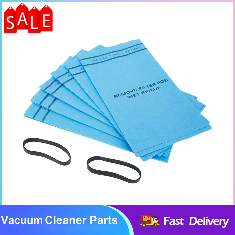 6x Filter Bags 2x Bands For Craftsman 9-16949 9-38737 For MultiFit VF2000 For Shop Vac 2-2.5 Gallon WS01025F2 WS0500VA WS0400